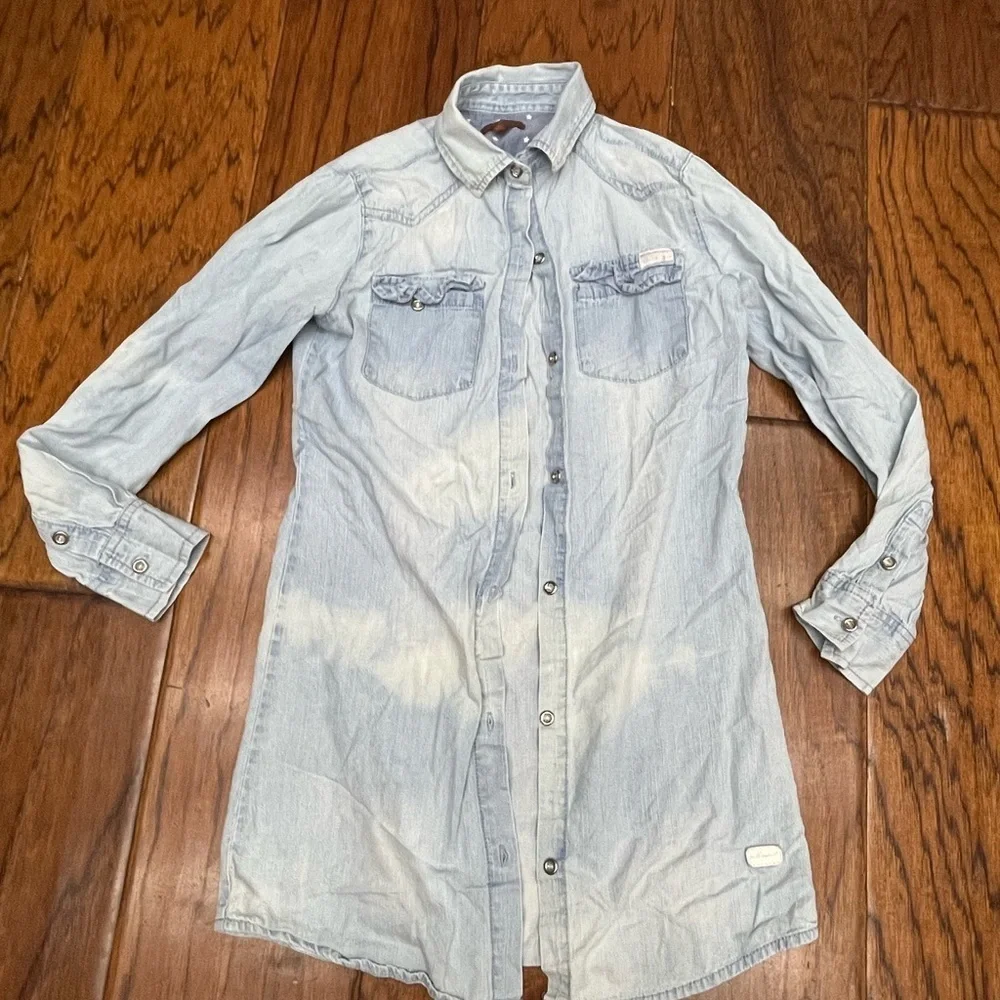 7 for all mankind  light wash denim ( not actually ) print dress
